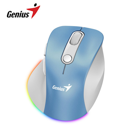 MOUSE GENIUS ERGO 9000S PRO DUAL RECARGABLE WIRELESS/BT 6-BOT SILENT RGB LIGHT BLUE (31030039401)